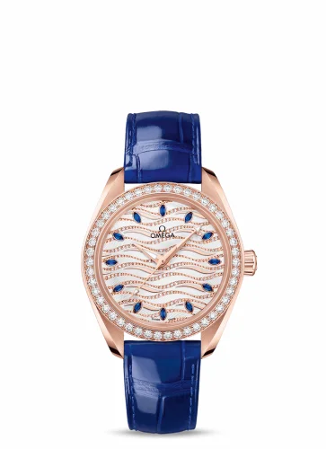 Omega Seamaster Aqua Terra 150M Master Chronometer 34 Sedna Gold / Diamond / Wave Sapphire / Alligator 220.58.34.20.99.005 (22058342099005)